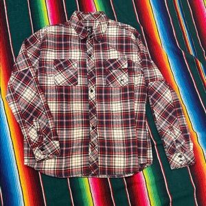 Men's Red and Blue Plaid Casual Button Down Shirt